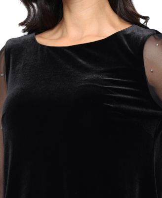 Women's 3/4-Sleeve Velvet Blouse