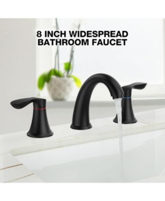 Bathroom Faucet, 8 Inch Bathroom Faucets for Sink 3 Hole, Widespread Matte Black Bathroom Faucet with Pop up Drain and cUPC Lead-Free Hose
