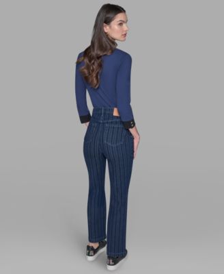 Women's Striped Straight Fit Jeans