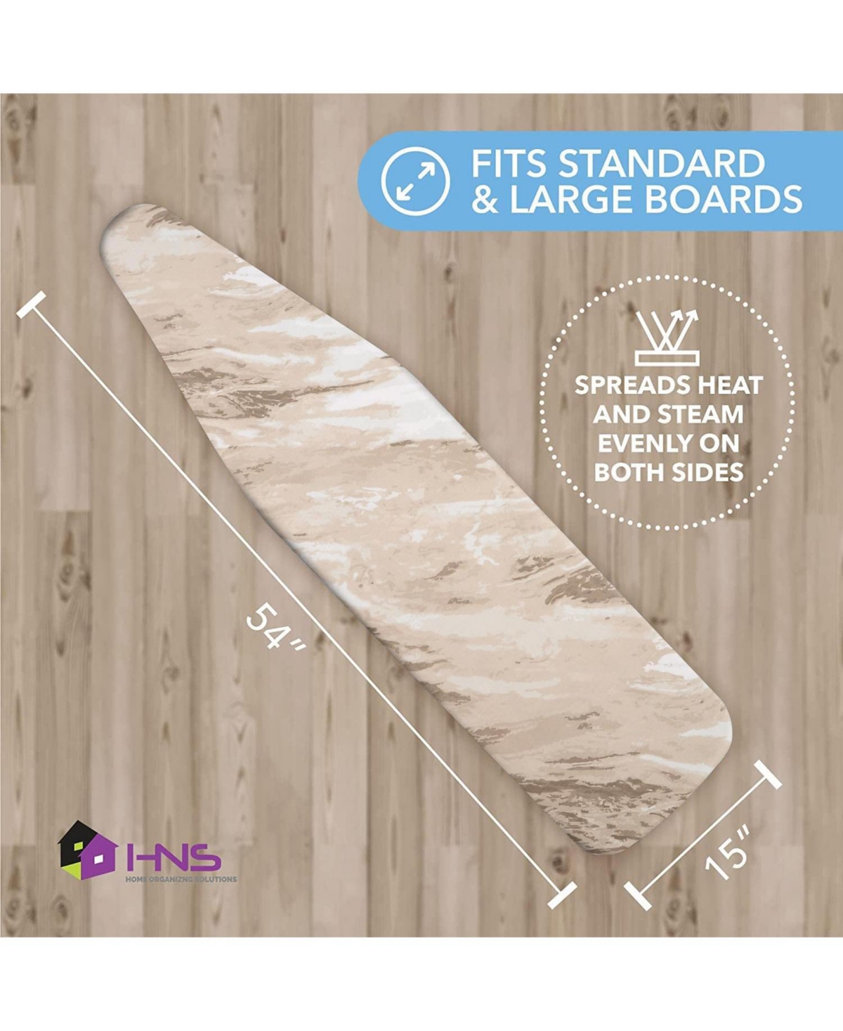 Florida Brands Ironing Board Cover and Pad - 15" x 54" Large Fits All Standard Sizes Heat Reflective Iron