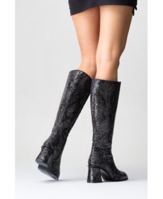 Elly Pattern Block Heel Boot (Women)