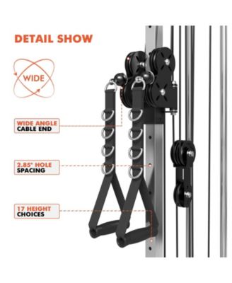 Wall Mount Cable Station, Cable Crossover Machine with 18 Positions Dual Pulley System for Home Gym Fitness Equipment