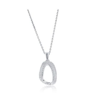 Sterling Silver, Pave CZ Oval-Shaped Necklace & Earrings Set
