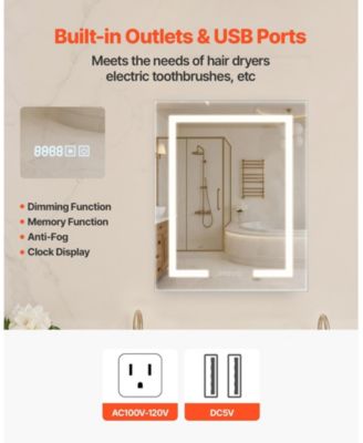 Wall-Mount Medicine Cabinet with Lights and 2-Side Mirrors