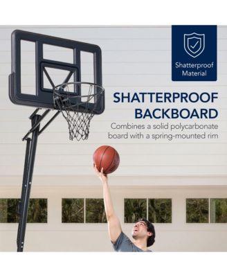 Adjustable 4.4-10ft Basketball Hoop, Portable Goal w/Shatterproof Backboard, Ball Return