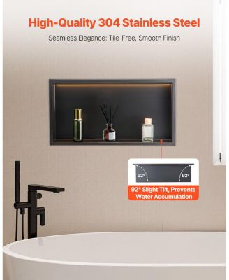  Shower Niche Stainless Steel Recessed Shelf with LED Strip