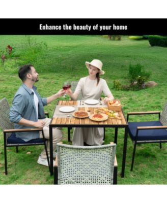 All Weather 5-Piece Patio Dining Set Acacia Table Light Gray