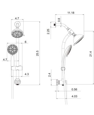 Multi Function Dual Shower Head - Shower System with 4.7" Rain Showerhead, 7-Function Hand Shower, Adjustable Slide Bar,Chrome
