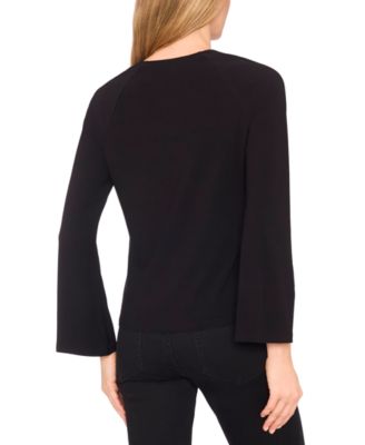 Women's Imitation Pearl Bow Long-Sleeve Knit Top