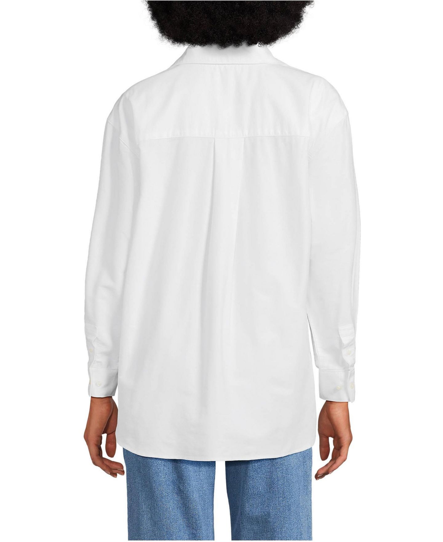 Женская рубашка Lands' End Oversized Oxford Button Front, цвет: Белый — фото 3