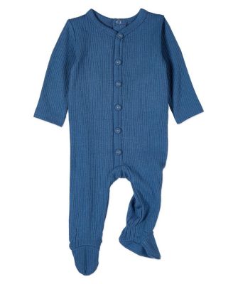 Baby and Toddler Solid Color Ribbed Cotton Blend Button-Down Footie