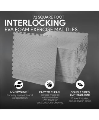 BalanceFrom Fitness 72 Sq Ft Interlocking EVA Foam Exercise Mat Tiles, Gray