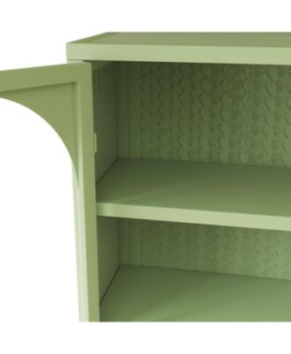 Modern Two-Door Wall Cabinet with Glass Doors and Three-Tier Storage