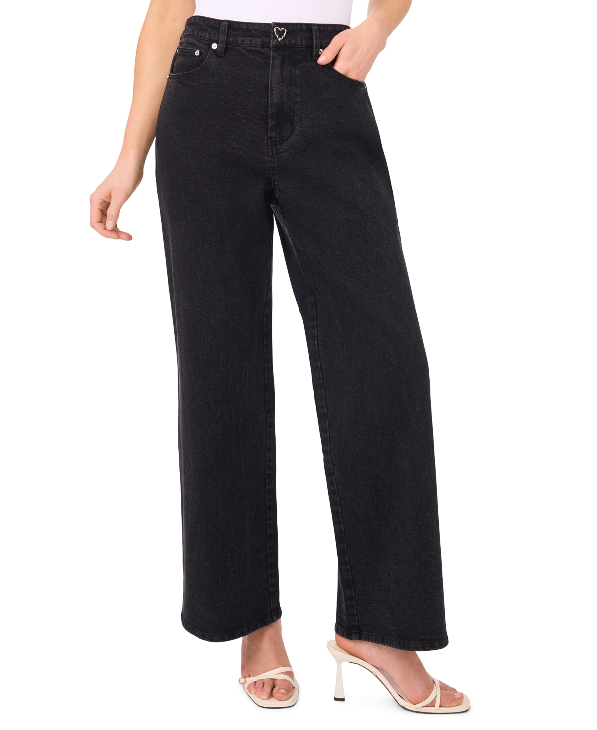 Cece Women's Mid Rise Wide Leg Classic Jeans In Black