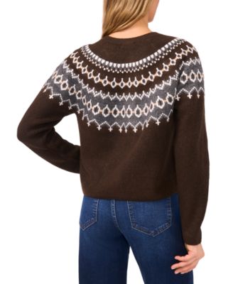 Women's Fair Isle Raglan Long Sleeves Cardigan