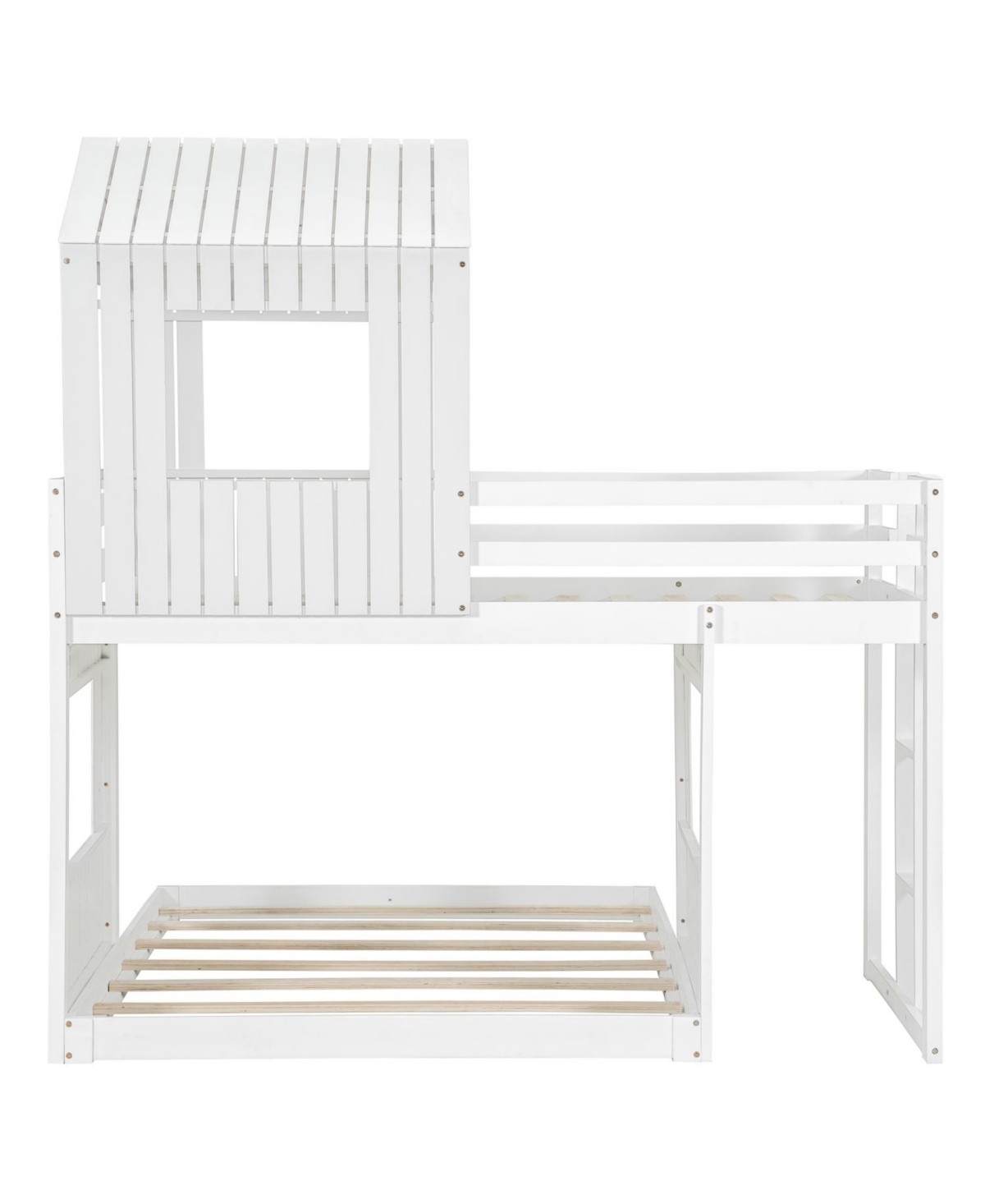 Streamdale Furniture Wooden Twin Over Full Bunk Bed with Playhouse