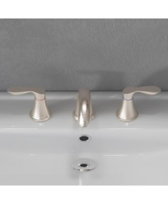 Bathroom Sink Faucet, 8-Inch Widespread Faucet with 2 Lever Handles, 3-Hole Low Arc Basin Faucet with Pop-Up Drain & CUPC Supply Lines