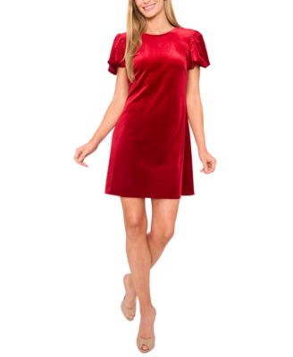 Women's Velvet Bubble-Sleeve Mini Dress