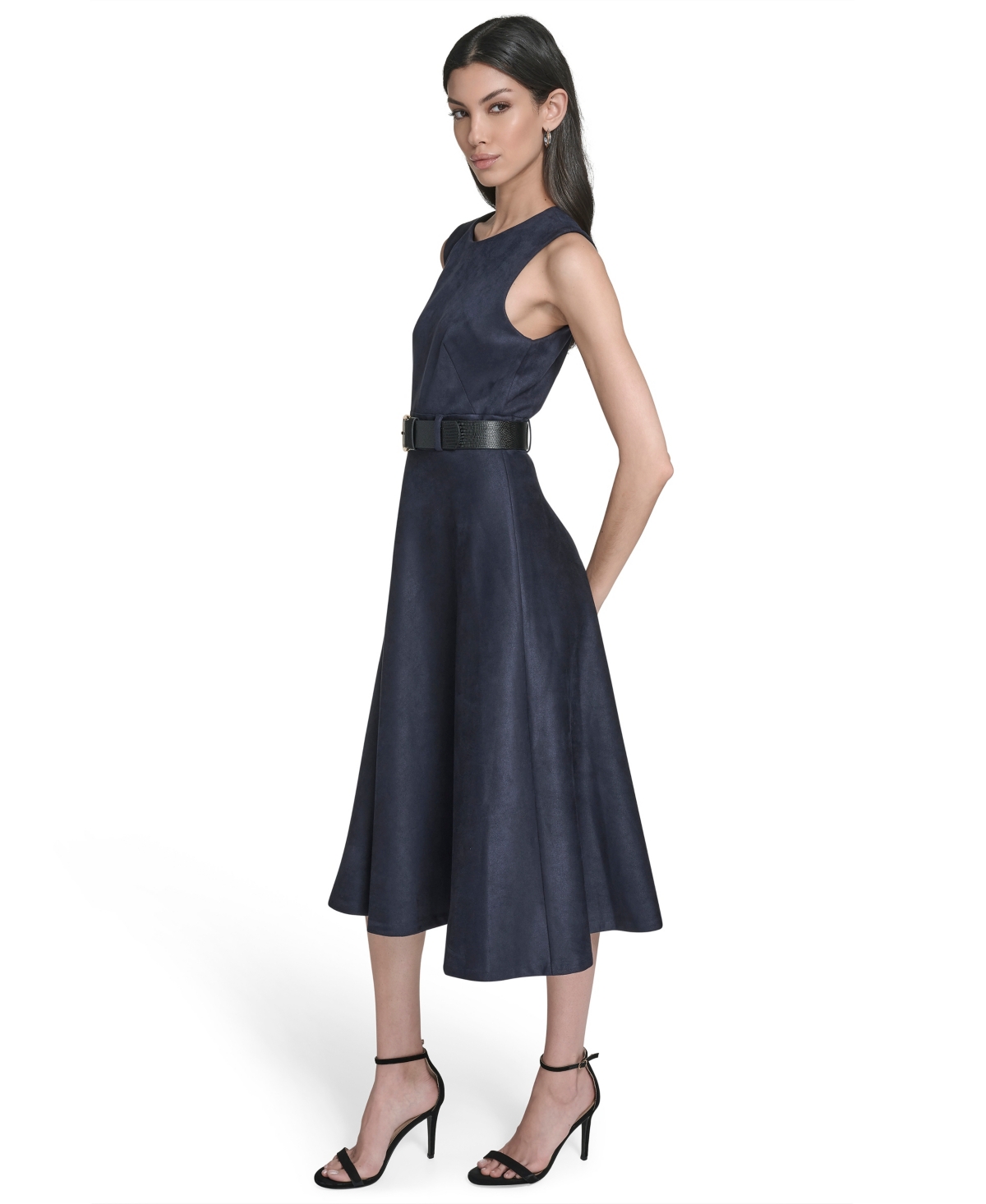 Calvin Klein Women's Belted Midi Dress In Blue