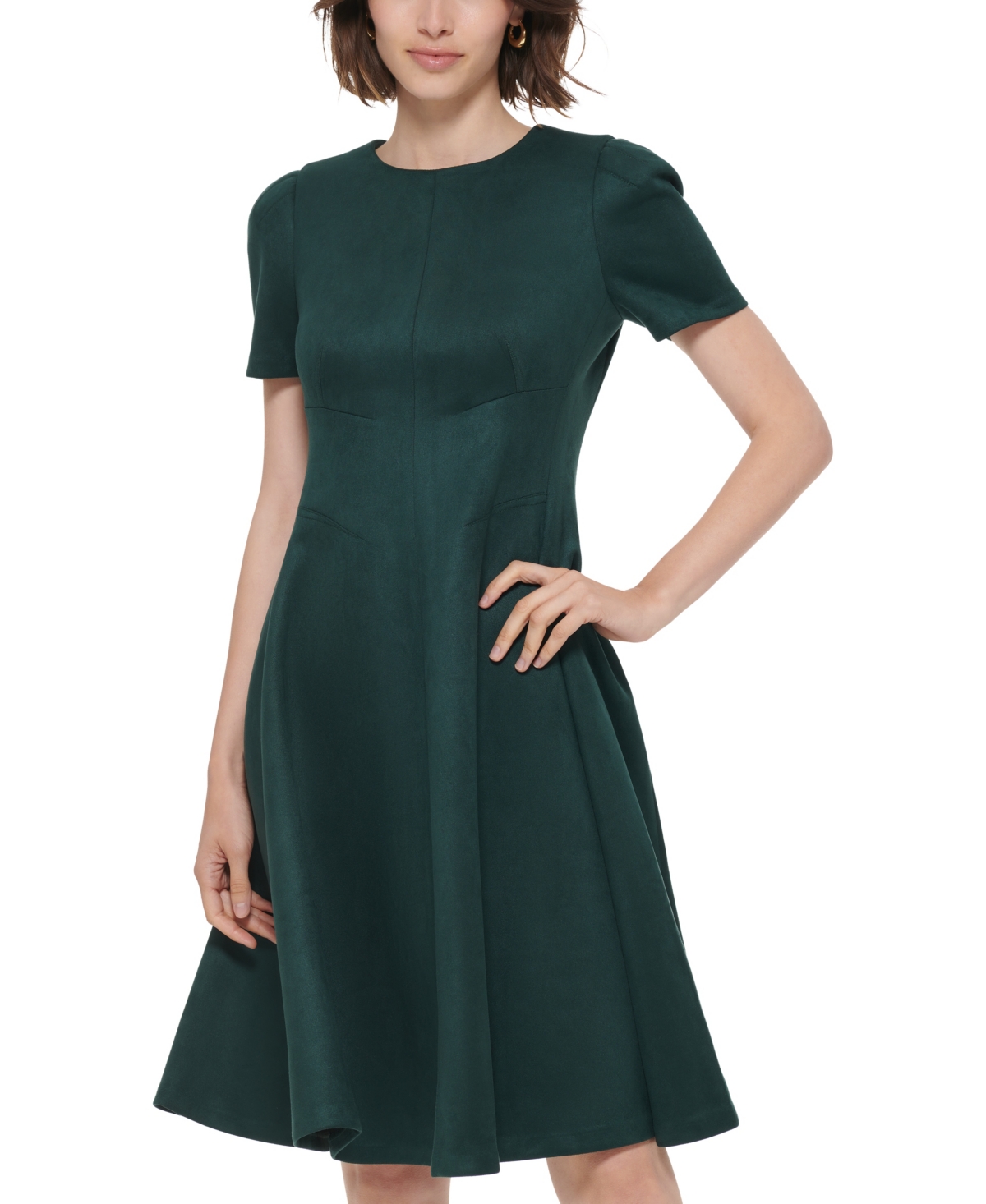 Calvin Klein Women's Fit And Flare Short Dress In Green