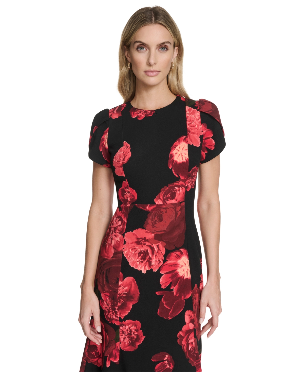 Calvin Klein Women's Printed Fit And Flare Midi Dress In Multi