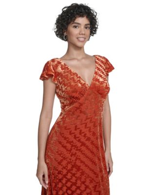 Women's Flutter Sleeve Midi Dress