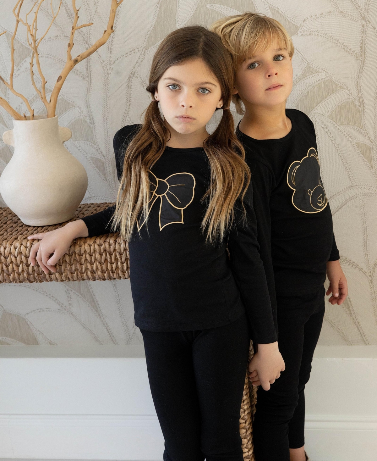 NoggiWear Little/Big Girls Puffy Bow Loungewear Set