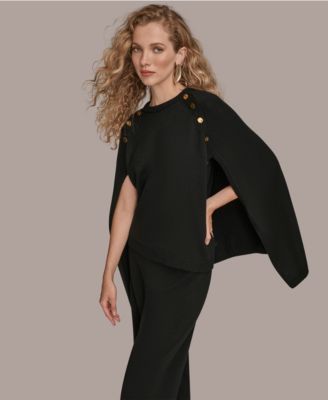 Women's Button Detail Poncho Sweater