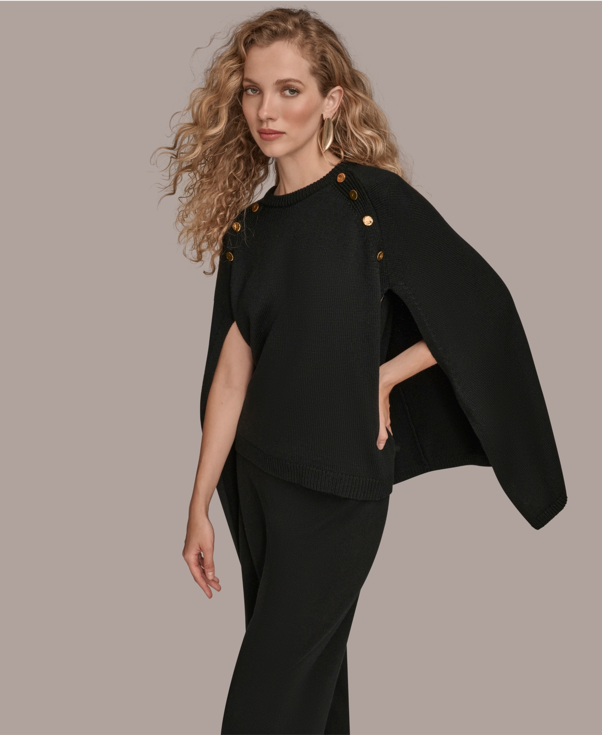 Donna Karan New York Cape Sweater In Black