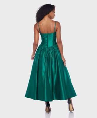 Juniors' Satin Corset Fit & Flare Dress