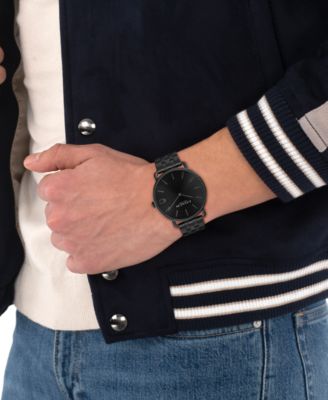 Men's Elliot Ionic Plated Black Stainless Steel Bracelet Watch, 43mm