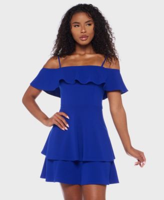 Juniors' Ruffled Off-The-Shoulder Dress