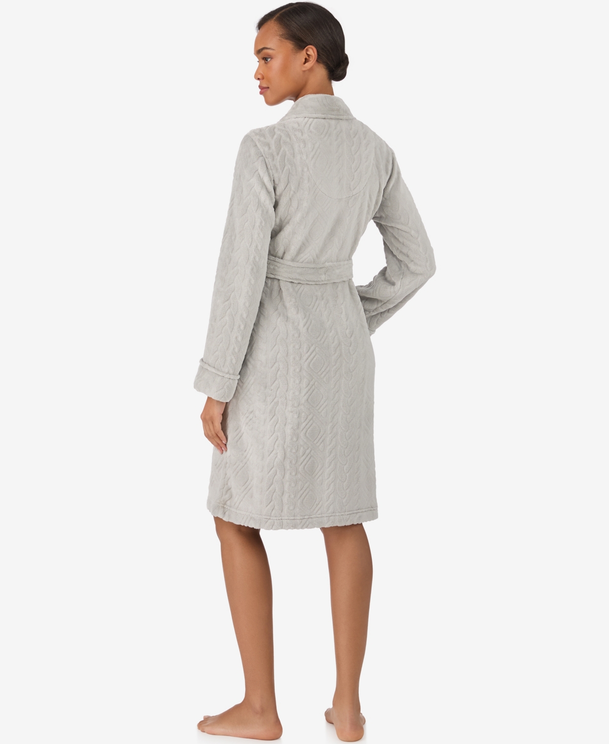 Ralph Lauren Women's Long Sleeve Shawl Collar Short Robe In Gray