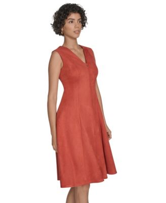 Petite Scuba Suede Fit and Flare Dress