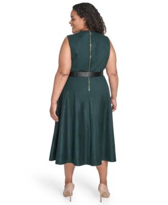 Plus Size Belted Scuba Dress