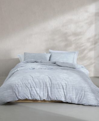 Wavy Stripe Washed Percale Cotton 3-Pc. Duvet Cover Set, Queen