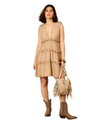 Women's Tiered Detail V-Neck Mini Dress