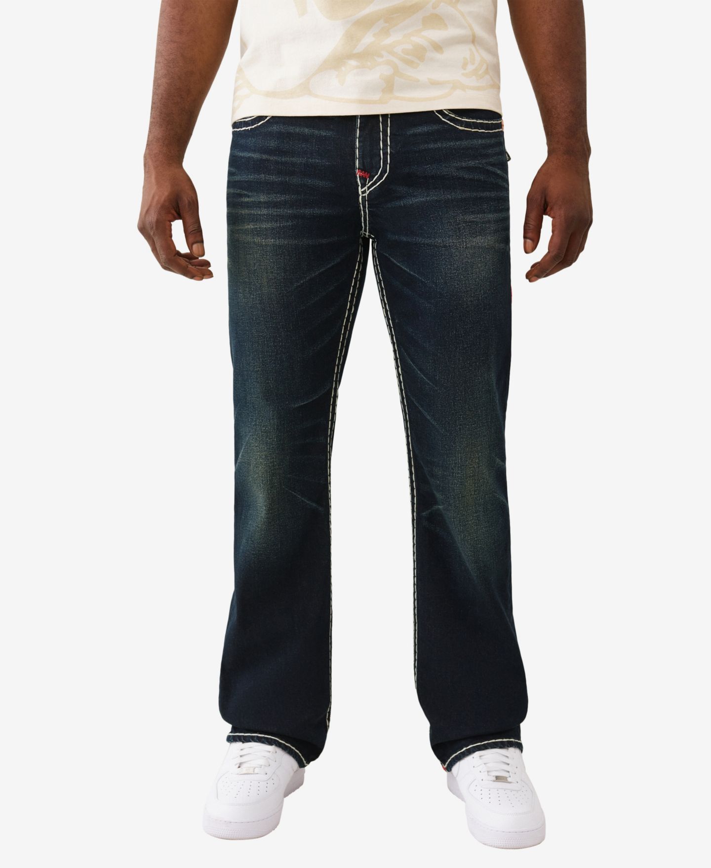 Мужские джинсы True Religion Billy Super T Flap Pocket Bootcut, цвет: Полуночная тёмная варка — фото 3