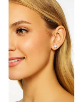Half Carat Princess Cut Cubic Zirconia Stud Earrings