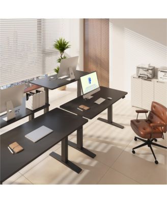 E7-COMMERCIAL Electric Adjustable Standing Desk, Rectangular Chipboard, Black