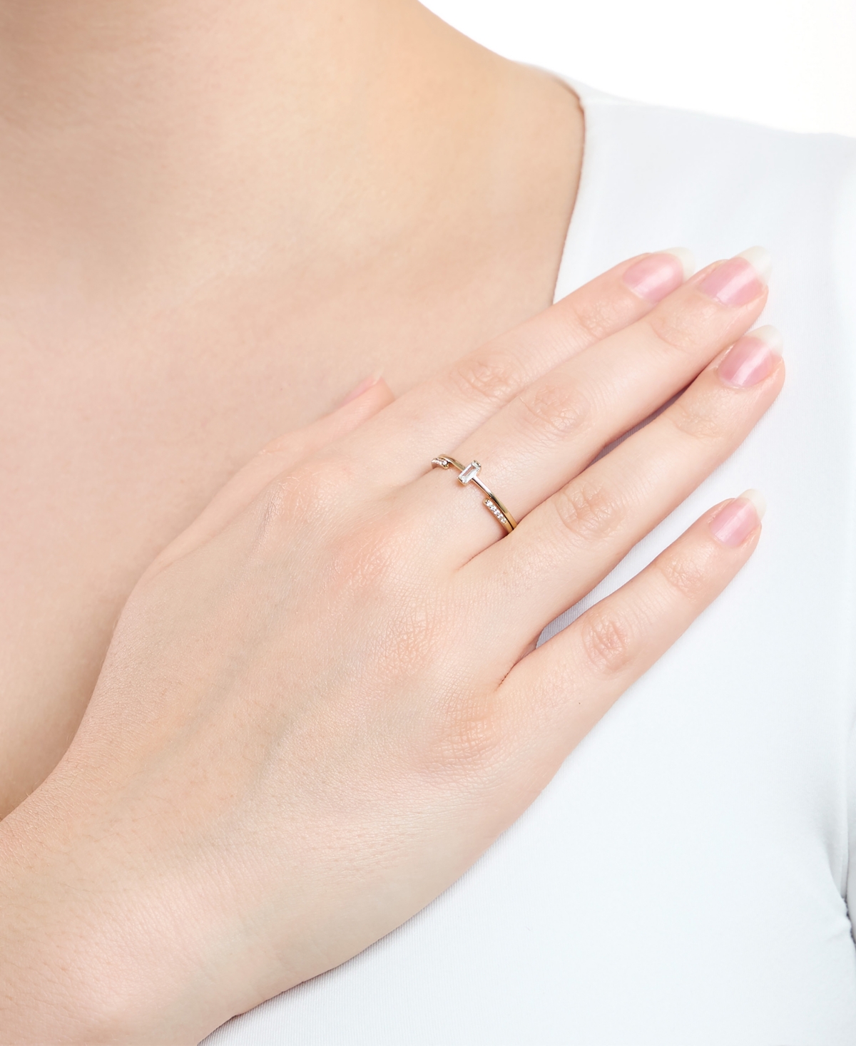 Macy's 2-piece Cubic Zirconia Open Stackable Ring Set (0.23 Ct. T.w.) In Gold Over Sterling Silver In Gold