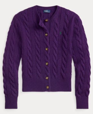 Women's Cable-Knit Wool-Cashmere Cardigan Sweater