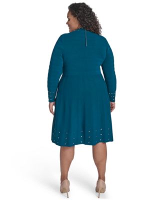 Plus Size Studded Mock-Neck Dress