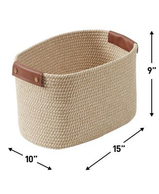 3 Pack Cotton Rope Shelf Storage Basket with Handles