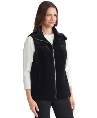 Women's Zippered Velour Quilted Vest