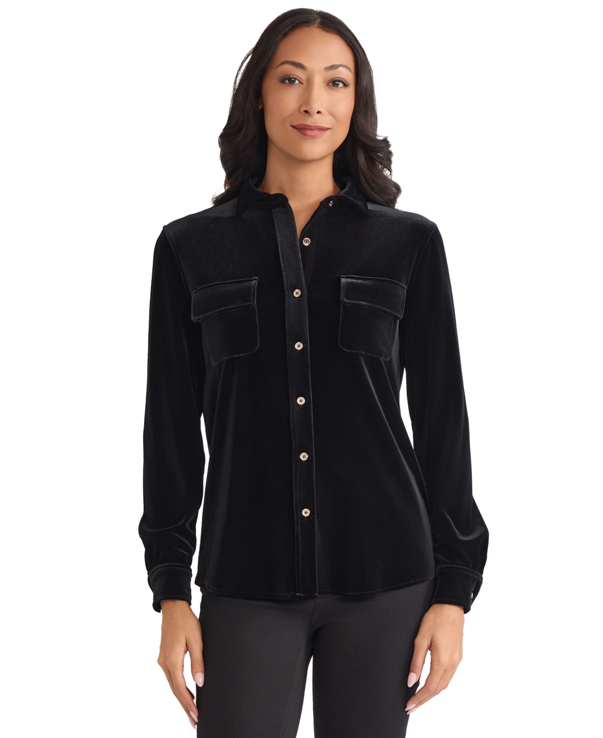 Jones New York Women's Long Sleeve Shirt In Black