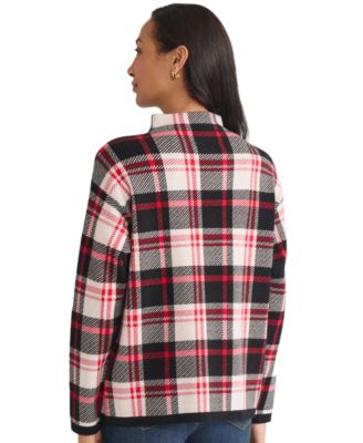 Women's Birdseye Plaid Funnel Neck Sweater