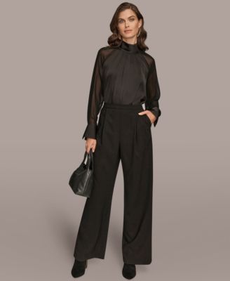 Women's Pleat Wide Leg Pull-On Pants