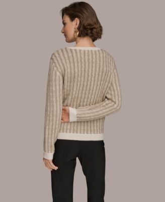 Women's Long Sleeve Two-Tone Sweater