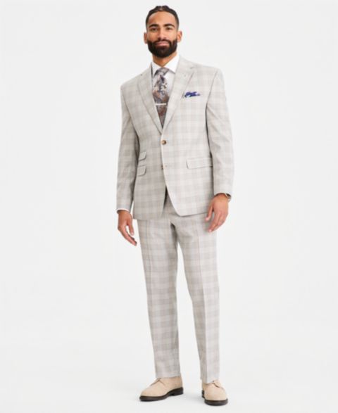 Мужские комплекты Tayion Collection Classic-Fit Plaid Suit Separates, цвет: Серый рыжевато-коричневый